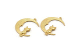 Gold Moon Charm, Gold Plated Brass Crescent Moon Charms With 1 Loop, Pendants (33x25x1.2mm) N1531