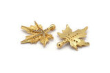Gold Leaf Charm, 4 Gold Plated Brass Plane Tree Leaf Charms With 1 Loop, Pendants, Earring Findings (24x22mm) SY0169