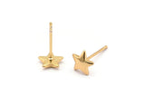 Gold Star Earring, 8 Gold Plated Brass Star Stud Earrings (7mm) D1464