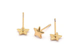 Gold Star Earring, 8 Gold Plated Brass Star Stud Earrings (7mm) D1464