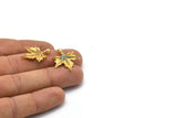 Gold Leaf Charm, 4 Gold Plated Brass Plane Tree Leaf Charms With 1 Loop, Pendants, Earring Findings (24x22mm) SY0169