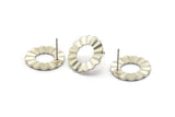 Silver Circle Earring, 4 Matte Silver Plated Brass Round Stud Earrings (18x1mm) D893 A1168