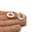 Silver Circle Earring, 4 Matte Silver Plated Brass Round Stud Earrings (18x1mm) D893 A1168