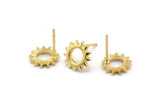 Gold Sun Earring, 8 Gold Plated Brass Sun Stud Earrings (10x1.2mm) N1216 Q1080