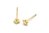 Gold Star Earring, 12 Gold Plated Brass Star Stud Earrings (5mm) D1407