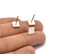 Silver Square Earring, 8 Matte Silver Plated Brass Square Stud Earrings (8mm) D1462