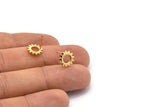 Gold Sun Earring, 8 Gold Plated Brass Sun Stud Earrings (10x1.2mm) N1216 Q1080
