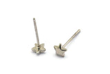 Silver Star Earring, 10 Silver Tone Brass Star Stud Earrings (5mm) D1407