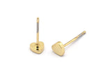 Gold Heart Earring, 10 Gold Plated Brass Heart Stud Earrings (5mm) D1453