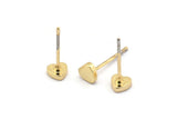 Gold Heart Earring, 10 Gold Plated Brass Heart Stud Earrings (5mm) D1453