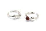Silver Ring Settings,  925 Silver Moon And Planet Ring With 1 Stone Setting - Pad Size 6mm N1160