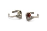 Silver Ring Settings, 4 Antique Silver Plated Brass Adjustable Sunrise Rings - Pad Size 6mm N0737