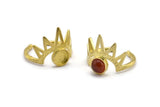 Brass Ring Setting, 2 Raw Brass King Crown Adjustable Rings With 1 Stone Settings - Pad Size 6mm N1278