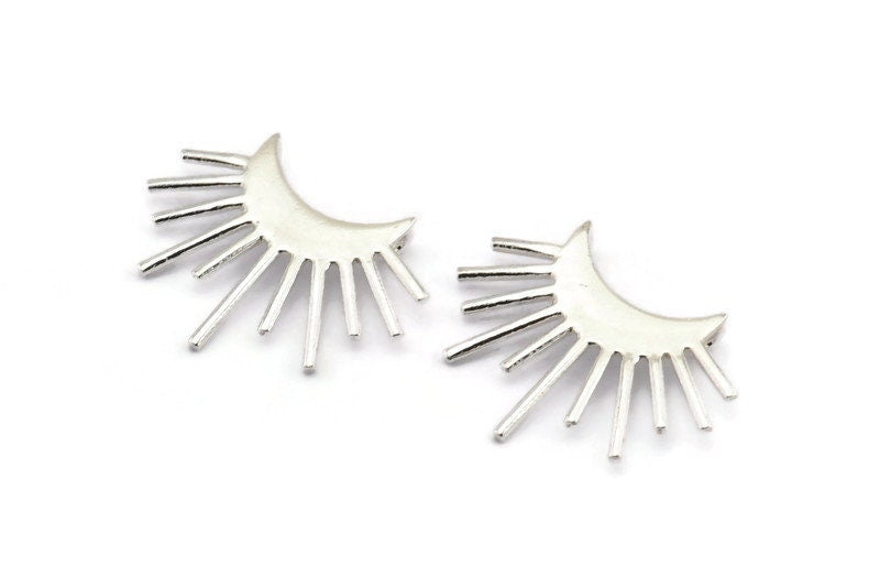 madewell succulent earrings Moon And Sun, 925 Silver Sun Pendants With 2 Loops (28x17x0.80mm) N099 –  Yakutum Ltd