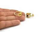 Brass Eye Ring, 2 Raw Brass Eye Ring With 1 Stone Settings - Pad Size 4mm N2142