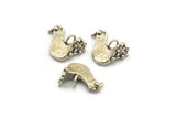 Silver Bird Charm, 4 Antique Silver Plated Brass Chicken Charms With 1 Loop, Pendants, Earring Findings (11.5x16mm) N2114