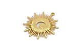 Gold Moon Charm, Gold Plated Brass Crescent Moon Charm With 1 Loop (36x32x1mm) N1479