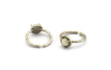Silver Ring Settings, 2 Antique Silver Plated Brass Adjustable 3 Claw Ring - Ring Stone Setting - Pad Size 6mm N1299