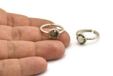 Silver Ring Settings, 2 Antique Silver Plated Brass Adjustable 3 Claw Ring - Ring Stone Setting - Pad Size 6mm N1299