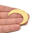 Gold Moon Charm, Gold Plated Brass Crescent Moon Charm With 4 Holes, Stamping Blanks (50x15x0.90mm) M841