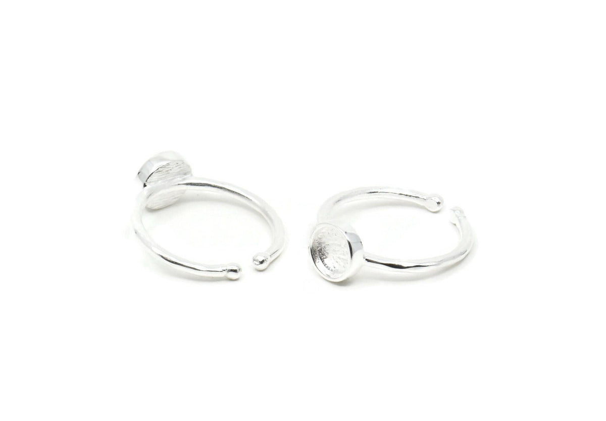 Silver Ring Setting, 925 Silver Round Ring With 1 Stone Setting