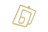 Brass Geometric Charm, Raw Brass Irregular Charms With 1 Loop, Rectangle Charm, Charm Earrings (30x21x0.80mm) SMP2557
