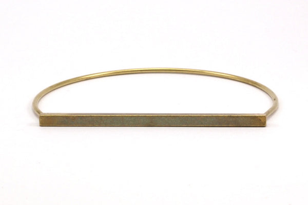 Brass Bar Bracelet, 2 Raw Brass Wire Bracelet with Long Bar  BRC169
