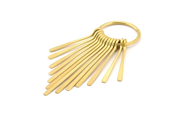 Brass Fringed Earring, 2 Raw Brass Fringed Trim Earring With 1 Loop, Pendants, Findings (62x20mm) E293