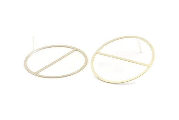 Silver Circle Earring, 2 925 Silver Circle Stud Earrings (38mm) P024