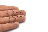 Siyah Altıgen Tılsım, 25 Siyah Oksitlenmiş Pirinç Altıgen Yüzük Tılsımı (16x0,8 mm) BS 1202 S545