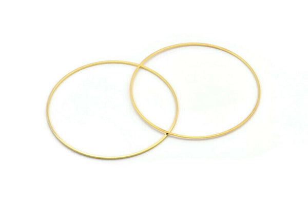 60mm Circle Connector, 12 Gold Tone Brass Circle Connectors (60x1x1mm) D1555