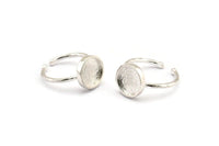 Silver Ring Settings, 925 Silver Round Shaped Ring With 1 Stone Setting - Pad Size 10mm N1767