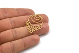 Brass Crescent Charm, 12 Raw Brass Drops And Crescent Moon Patterned Charms With 1 Loop, Findings (39x24x0.60mm) A5044