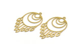 Brass Crescent Charm, 12 Raw Brass Drops And Crescent Moon Patterned Charms With 1 Loop, Findings (39x24x0.60mm) A5044