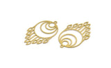 Brass Crescent Charm, 12 Raw Brass Drops And Crescent Moon Patterned Charms With 1 Loop, Findings (39x24x0.60mm) A5044