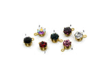 Brass Bead Charm, 12 Raw Brass Crystal Diamond Rhinestones Setting for 5.5mm SS24 N0101