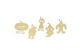 Raw Brass Ghost Charm, 1 Loop Personalized Ghost Pendant, Halloween Jewelry Findings, Custom Laser Blanks SMP3131