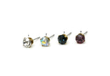 Brass Stud Earrings, 8 Crystal Rhinestone Beads Brass Stud Earrings Brass Setting for SS24 - 5.3mm SS24 N0678