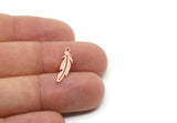 Copper Feather Charm, Raw Copper Bird Feather Charms With 1 Loop, Pendants, Findings (20/30/40x0.80mm) SMP2500