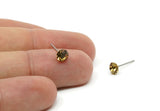 Brass Stud Earrings, 8 Gold Amber Crystal Rhinestone Beads Brass Stud Earrings Brass Setting for SS24 - 5.3mm SS24 D1319
