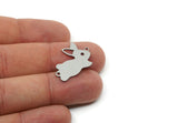 Steel Rabbit Charm, Stainless Steel Rabbit Charms With 2 Loops, Bunny Findings (10/14/17x0.80mm) SMP3316