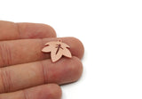 Copper Leaf Charm, Raw Copper Leaf Charm With 1 Loop, Copper Earring Charms, Copper Charms for Jewelry Making (20/25/30x0.80mm) SMP3093