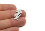 Steel Fish Charm, Stainless Steel Fish Bone Charms, Animal Jewelry, Findings (15/20/25x0.80mm) SMP3318
