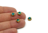 Brass Bead, 12 Raw Brass Light Blue Crystal Diamond Rhinestones Setting for SS24 (5.5mm) SS24 F130
