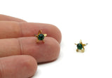 Brass Stud Earrings, 6 Emerald Crystal Rhinestone Beads Brass Stud Earrings Brass Setting for SS18 - 4.3mm SS18 N0374