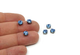 Gunmetal Bead, 8 Gunmetal Plated Brass Light Sapphire Crystal Diamond Rhinestone Prong Setting 4 Hole Slider SS29 S213