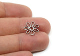 Steel Flower Charm, Stainless Steel Flower Charms, Findings (15/20/24/29x0.80mm) SMP2234