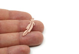 Copper Feather Charm, Raw Copper Bird Feather Charms With 1 Loop, Pendants, Findings (20/30/40x0.80mm) SMP2500