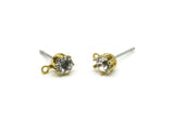 Brass Stud Earrings, 6 Crystal Rhinestone Beads Brass Stud Earrings Brass Setting for SS18 - 4.3mm SS18 N0279