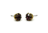 Brass Bead, 6 Raw Brass Amethyst Crystal Rhinestones Setting for SS39 (8.3mm) SS39 F106